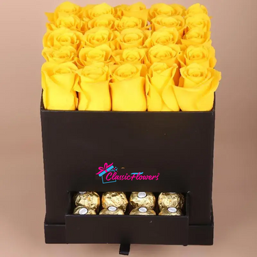 Black Box of Love 25 Yellow Roses